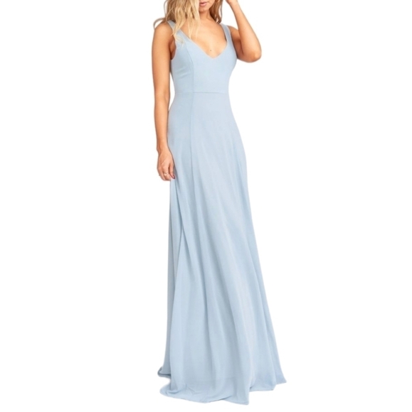 L • Show Me Your Mumu • Jenn Maxi Dress - Steel Blue Chiffon - Picture 4 of 4